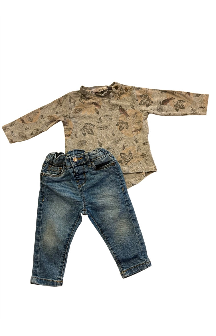 Pantalon jeans+chandail ROMY&AKSEL 6-12 mois