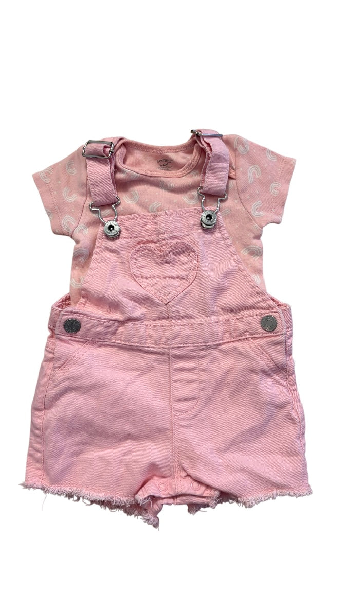 Salopette rose+ cache couche 12-18 mois