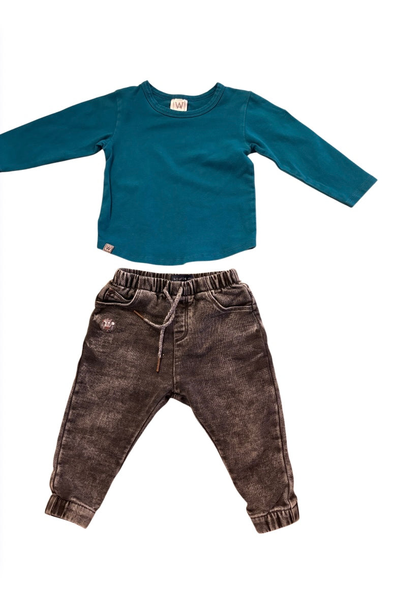 Pantalon SOURIS MINI+chandail WILL&YOU 12-18 mois