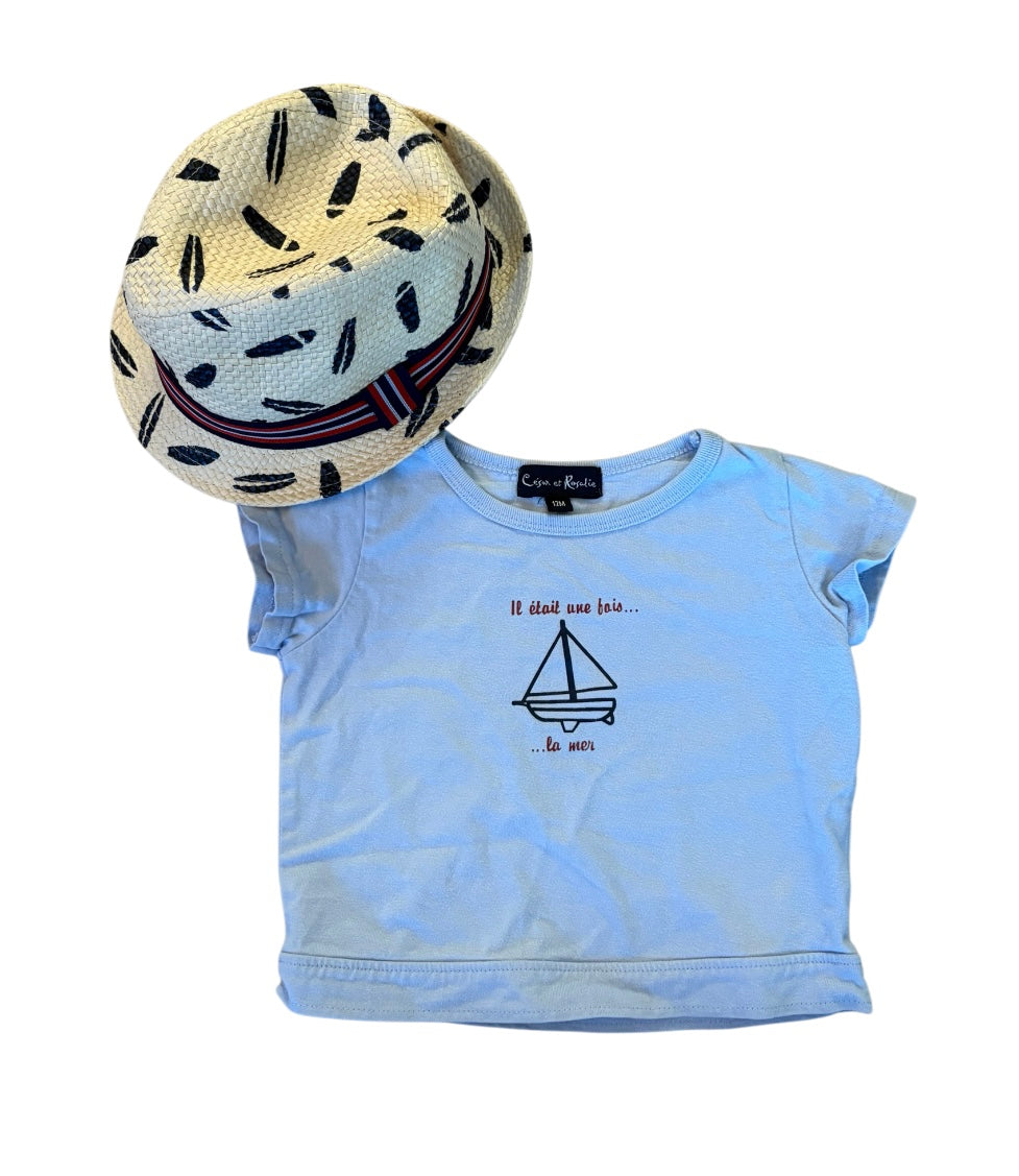 Chandail CÉSAR & ROSALIE 12 mois + petit chapeau+ pantalon CARTER’S