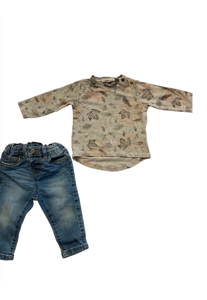 Pantalon jeans+chandail ROMY&AKSEL 6-12 mois